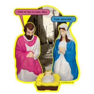 Dumpster Baby Jesus Ornament Photo Sculpture Decoration