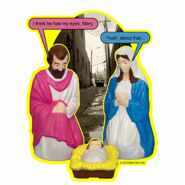 Dumpster Baby Jesus Ornament Photo Sculpture Decoration (Front)