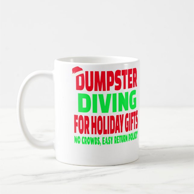 Dumpster Diving Christmas Santa Hat Coffee Mug (Left)
