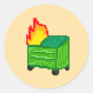 Dumpster fire pixel art 8bit funny art classic round sticker