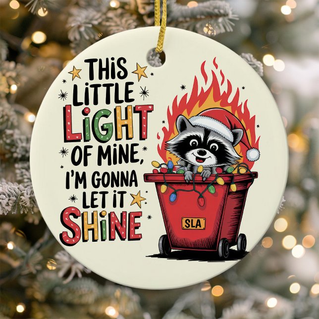 Dumpster Fire Racoon Monogram Christmas Ceramic Tree Decoration (Creator Uploaded)