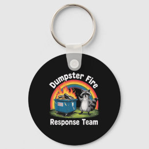 Dumpster Fire Rainbow Racoon Funny Sarcastic Nove Key Ring