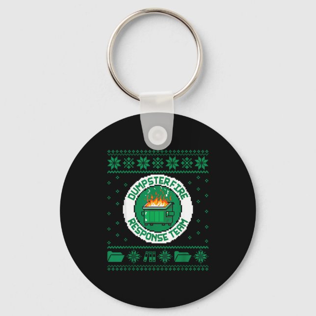 Dumpster Fire Resnse Team Chaos Ugly Sweater Cute  Key Ring (Front)