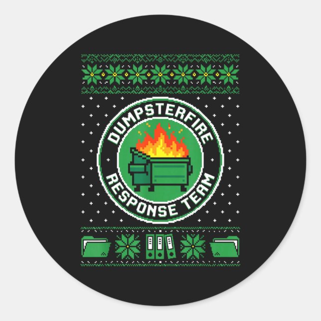 Dumpster Fire Resnse Team Funny Office Holiday Xel Classic Round Sticker (Front)
