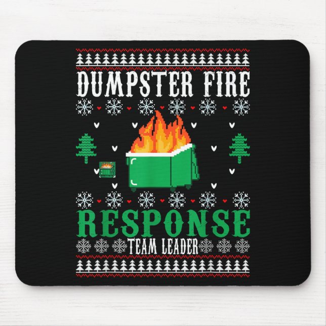 Dumpster Fire Resnse Team Leader Christmas Ugly Sw Mouse Mat (Front)