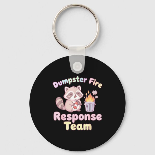 Dumpster Fire Resnse Team Raccoon Kawaii  Key Ring (Front)