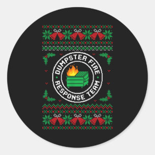 Dumpster Fire Resnse Team Ugly Christmas Sweater X Classic Round Sticker