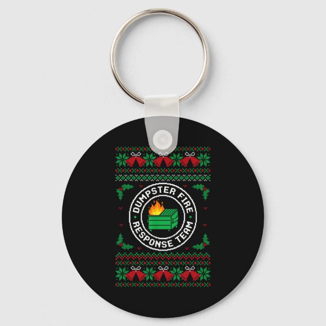 Dumpster Fire Resnse Team Ugly Christmas Sweater X Key Ring (Front)
