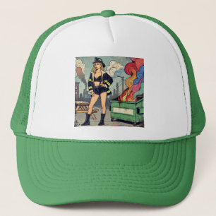 Dumpster fire trucker hat