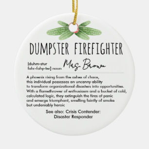 Dumpster Firefighter Funny Definition Custom Name Ceramic Tree Decoration