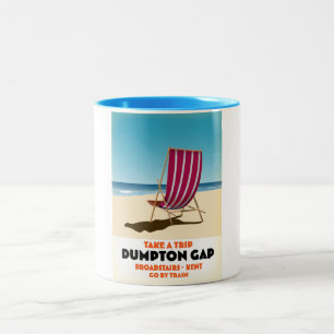 Dumpton Gap Broadstairs Kent seaside poster Two-Tone Coffee Mug