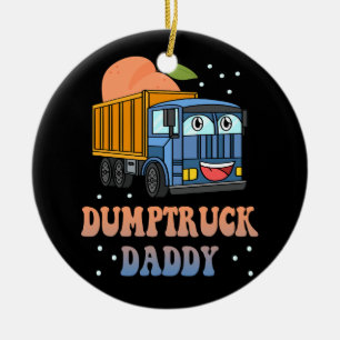 Dumptruck Daddy Retro Groovy Father Day Constructi Ceramic Tree Decoration