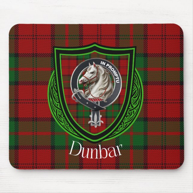 Dunbar Scottish Clan Tartan & Crest Mouse Mat (Front)