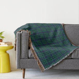 Duncan Clan Tartan Green and Blue Plaid Throw Blanket