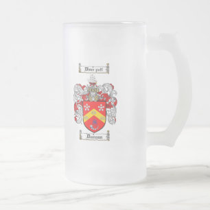 DUNCAN FAMILY CREST -  DUNCAN COAT OF ARMS FROSTED GLASS BEER MUG