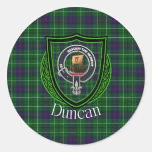 Duncan Scottish Clan Tartan & Crest Classic Round Sticker