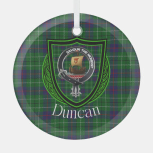 Duncan Scottish Clan Tartan & Crest Glass Tree Decoration