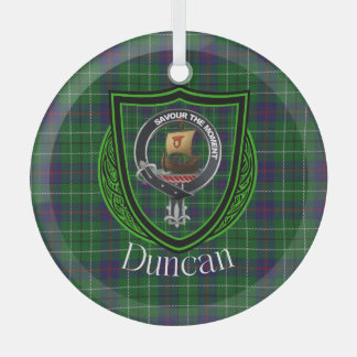Duncan Scottish Clan Tartan & Crest Glass Tree Decoration