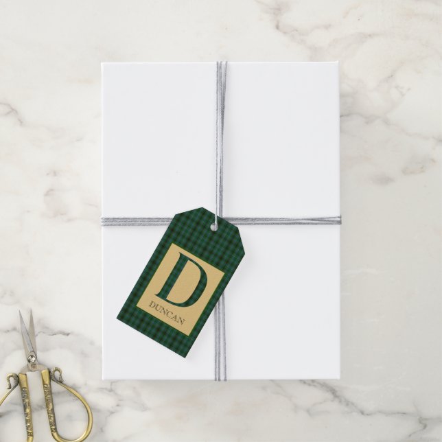 Duncan Tartan Monogram D  Gift Tags (With Twine)
