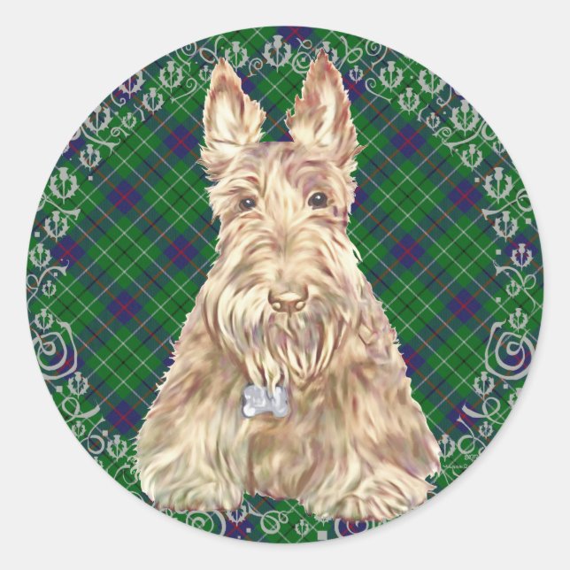 Duncan Tartan Scottie Classic Round Sticker (Front)