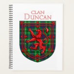 Duncan Tartan Scottish Plaid Lion Rampant Planner<br><div class="desc">Duncan Scottish tartan plaid pattern design for the Duncan Clan Family underneath the red Lion Rampant Shield of Scotland.</div>