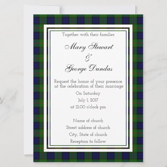 Dundas Scottish Wedding Invitation (Front)