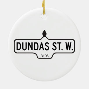 Dundas Street West, Toronto Street Sign Ceramic Tree Decoration