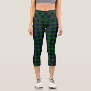 Dundas tartan blue green plaid capri leggings