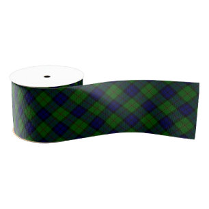 Dundas tartan blue green plaid grosgrain ribbon