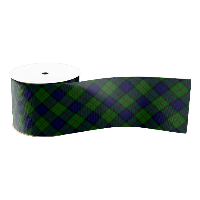 Dundas tartan blue green plaid grosgrain ribbon (Spool)