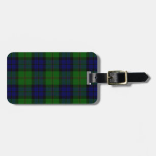 Dundas tartan blue green plaid luggage tag