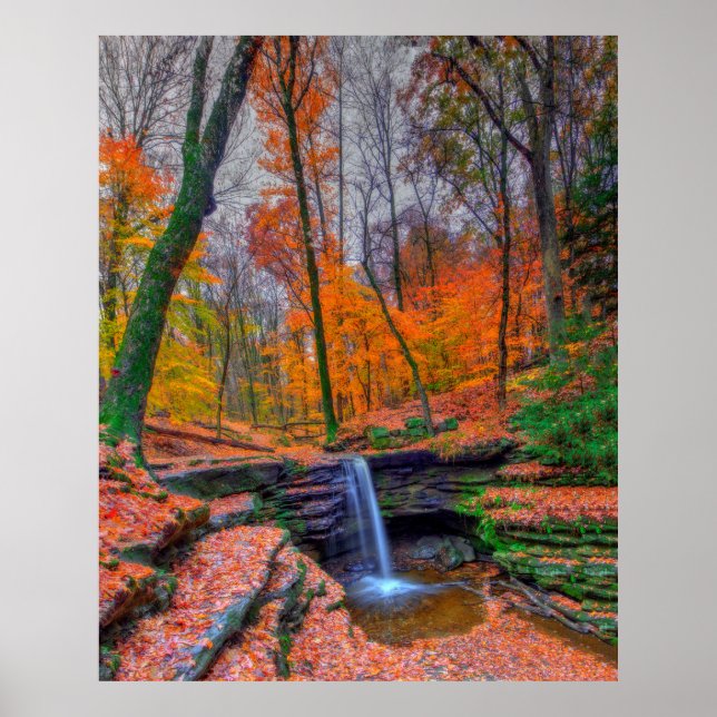 Dundee Falls in Autumn, Ohio Poster (Front)
