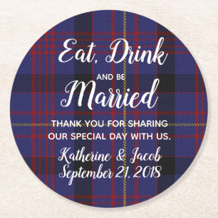 Dundonald Plaid Wedding Favour Paper Coaster