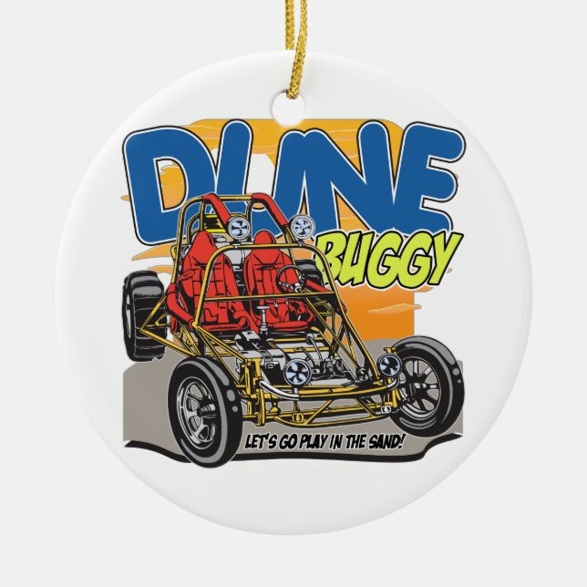 Dune Buggy Play in the Sand Ceramic Tree Decoration (Front)