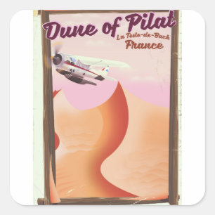 Dune of Pilat, Dunes vintage France travel poster. Square Sticker