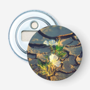 Dune Primrose growing out of Cracked Mud Bottle Opener