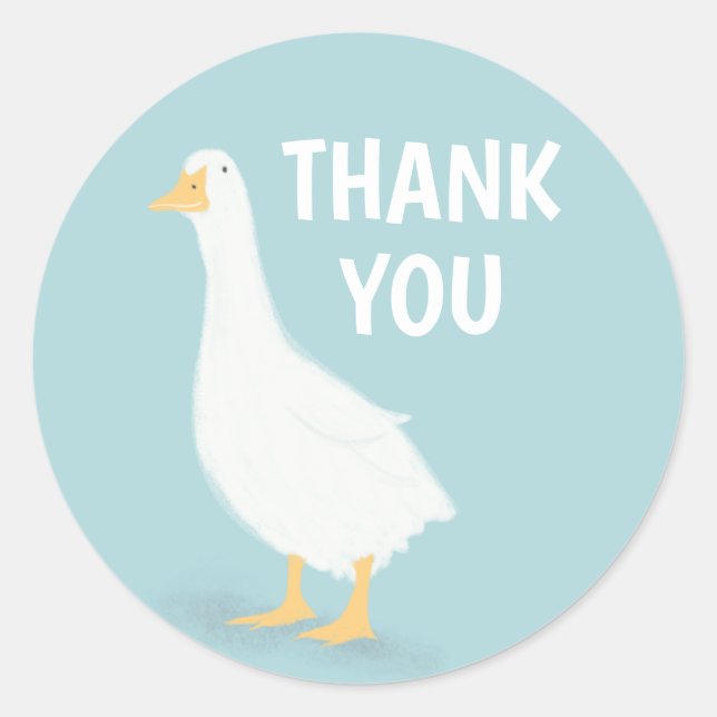 Dune the Duck Thank you Sticker Baby shower Favor (Front)