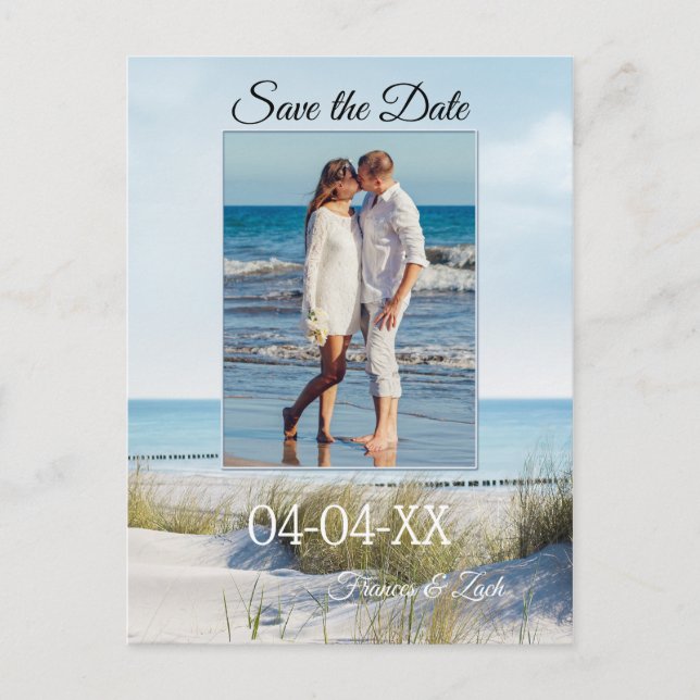 Dunes and Beach Photo Save the Date Postcard (Front)