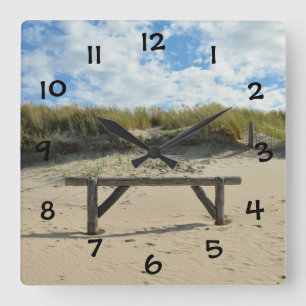 Dunes and wood fence  - square wall clock