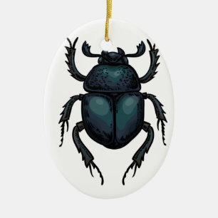 Dung beetle ceramic tree decoration