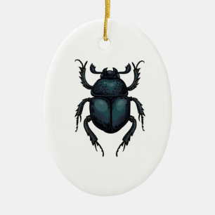 Dung beetle ceramic tree decoration
