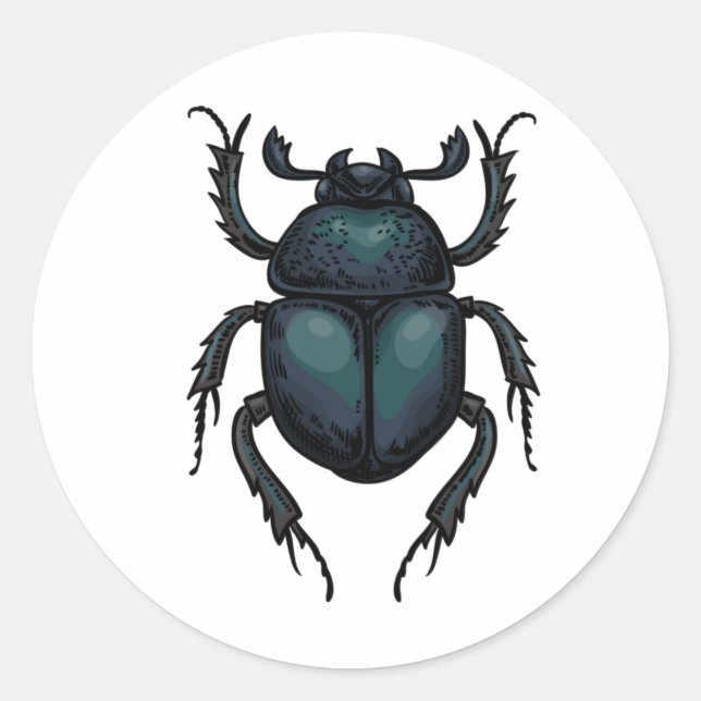 Dung beetle classic round sticker (Front)