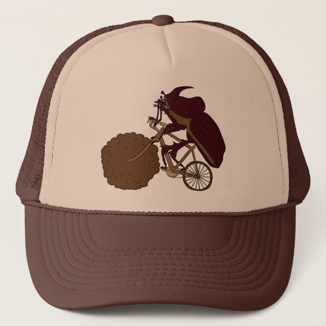 Dung Beetle Riding Bike With Dung Wheel Trucker Hat (Front)