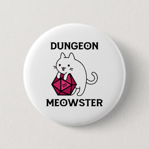 Dungeon Meowster Cat Funny 6 Cm Round Badge