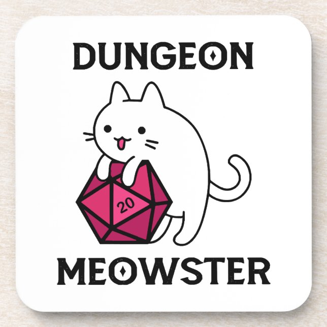 Dungeon Meowster Cat Funny Coaster (Front)