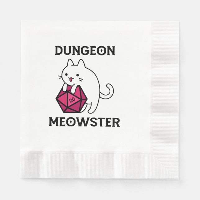 Dungeon Meowster Cat Funny Napkin (Front)