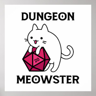 Dungeon Meowster Cat Funny Poster