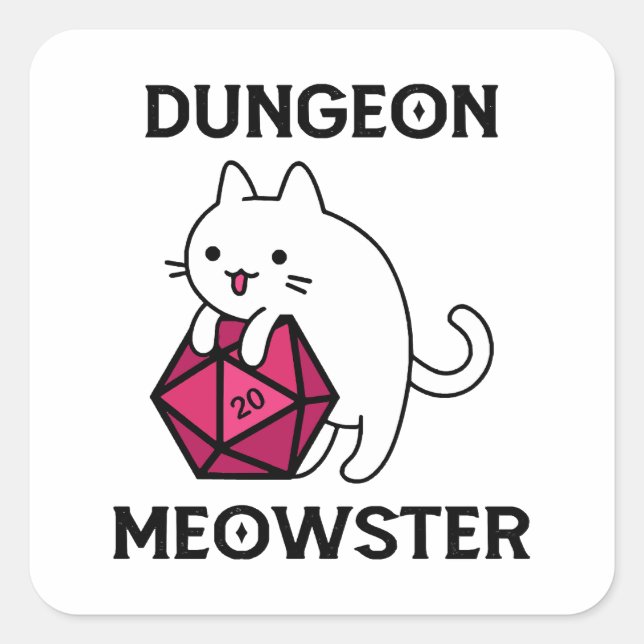 Dungeon Meowster Cat Funny Square Sticker (Front)