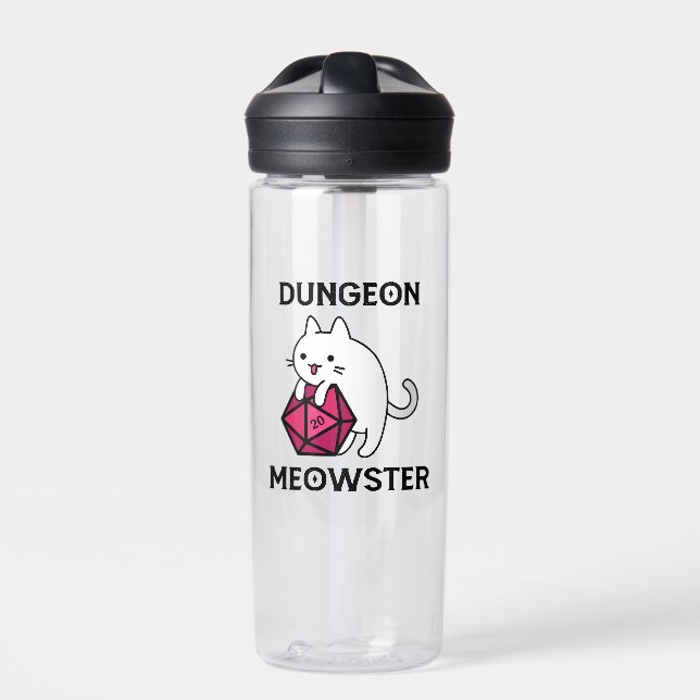 Dungeon Meowster Cat Funny Water Bottle (Front)