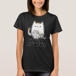 Dungeon Meowster Cute Cat D20 Dice BoardGame Nerd  T-Shirt